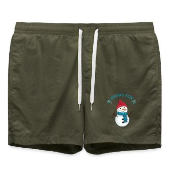 Snowman Fun - Swim Trunks - olive - Front