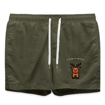 Pixel Rudolph - Badeshorts - Olive - Vorne