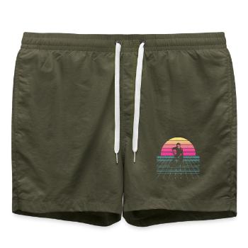 Motif floorball pour de véritables amoureux - Short de bain - vert olive - Devant - AI Model Male 185 light (185cm)