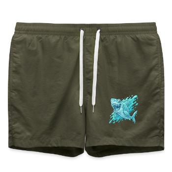 Blue Shark Splash Adventure - Swim Trunks - olive - Front - AI Model Male 185 light (185cm)