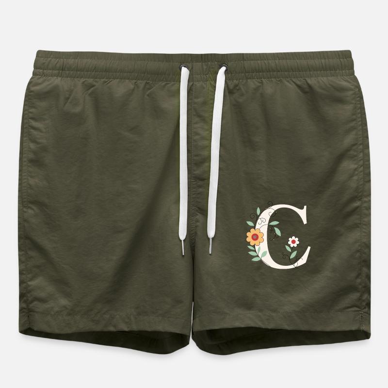 Lettre C Monogramme Rétro - Short de bain - vert olive