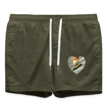 Rouge-gorge Oiseau chanteur - Short de bain - vert olive - Devant