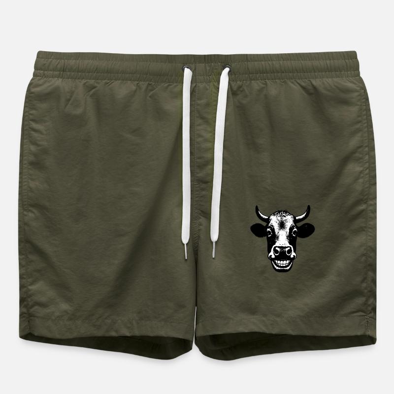 Grinning Cow - Swim Trunks - olive
