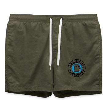 Junggesellenabschied - Badeshorts - Olive - Vorne - AI Model Male 185 light (185cm)
