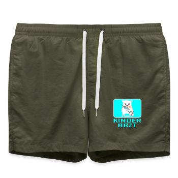 Geschenke für Kinderarzt - Pädiatrie Kinderklinik - Badeshorts - Olive - Vorne - AI Model Male 185 light (185cm)