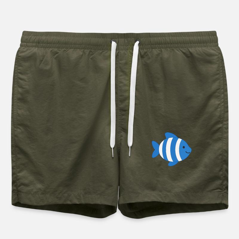 Poisson rayé - Short de bain - vert olive