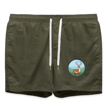 Hirsch - Badeshorts - Olive - Vorne - AI Model Male 185 light (185cm)