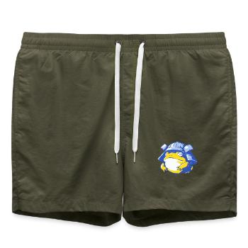 Grenouille à pas avec casque – Aventure de dessin animé - Short de bain - vert olive - Devant - AI Model Male 185 light (185cm)