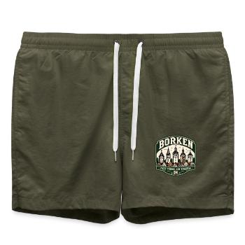 Borken – Fünf Türme, ein Zuhause - Badeshorts - Olive - Vorne - AI Model Male 185 light (185cm)