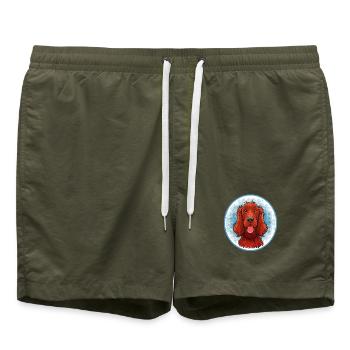Irish Red Setter (Comic Portrait) - Swim Trunks - olive - Front - AI Model Male 185 light (185cm)