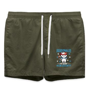 Personal!!! Wo bleibt mein Essen??? - Badeshorts - Olive - Vorne
