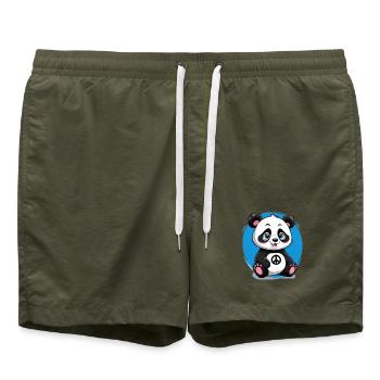 Süßer und Friedliebender Panda - Badeshorts - Olive - Vorne