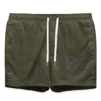 Silhouette minimaliste de cerveau de pingouin - Short de bain - vert olive - Devant