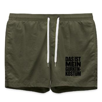 Gurke Das Ist Mein Gurken Kostüm Fasching Karneval - Badeshorts - Olive - Vorne