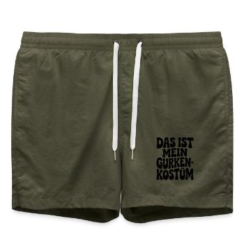 Gurke Das Ist Mein Gurken Kostüm Fasching Karneval - Badeshorts - Olive - Vorne