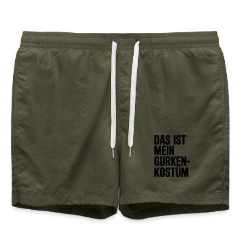 Gurke Das Ist Mein Gurken Kostüm Fasching Karneval - Badeshorts - Olive - Vorne