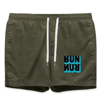 Running Run Typografie - Badeshorts - Olive - Vorne - AI Model Male 185 light (185cm)