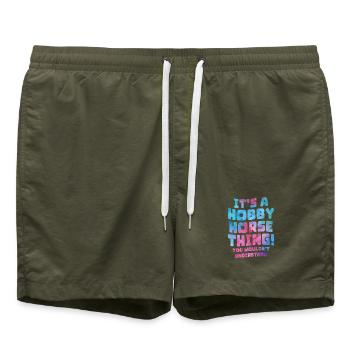 Hobby Horse Saying Shirt - Swim Trunks - olive - Front