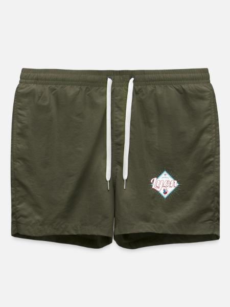 Lyon Stadt Frankreich Retro Hahn Vintage Souvenir - Badeshorts - Olive