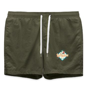Larnaca Cyprus Retro Cocktail Vintage Souvenir - Swim Trunks - olive - Front