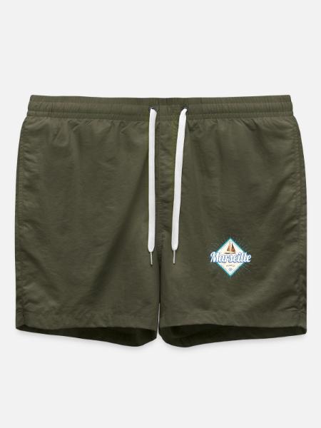 Marseille Stadt Frankreich Segelschiff Souvenir - Badeshorts - Olive