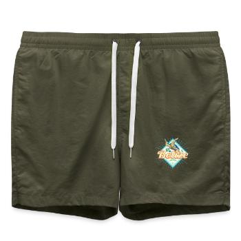 Belize Caribbean Retro Turtles Vintage Souvenir - Swim Trunks - olive - Front