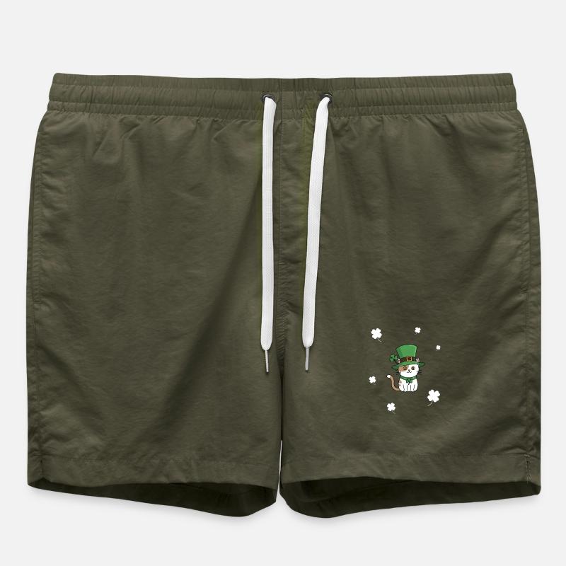 St. Patrick's Day Katze - Badeshorts - Olive