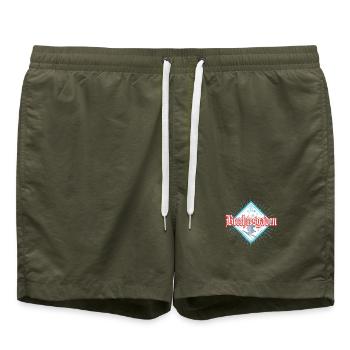 Berchtesgaden in Bayern Retro Skifahrer Souvenir - Badeshorts - Olive - Vorne