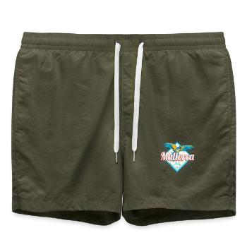 Mallorca Insel der Balearen Retro Papagei Souvenir - Badeshorts - Olive - Vorne