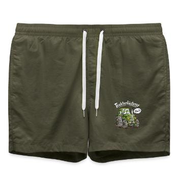 Traktorflüsterer Landwirt Trecker Bauernhof Humor - Badeshorts - Olive - Vorne - AI Model Male 185 light (185cm)