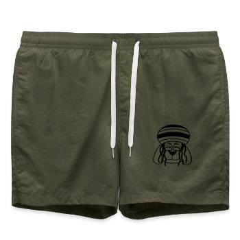 Dog Reggae Dreadlocks Hat Chill Relaxed Cool - Swim Trunks - olive - Front