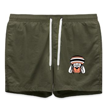 Dog Reggae Dreadlocks Hat Chill Relaxed Cool - Swim Trunks - olive - Front