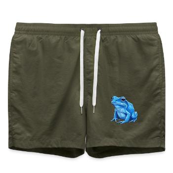 Geometrischer Blauer Frosch - Badeshorts - Olive - Vorne - AI Model Male 185 light (185cm)