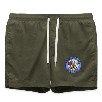 Emblème des professionnels de l’association culinaire au travail - Short de bain - vert olive - Devant - AI Model Male 185 light (185cm)