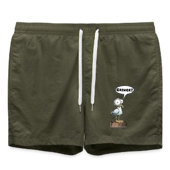 Seagull speech bubble embarrassment - Swim Trunks - olive - Front