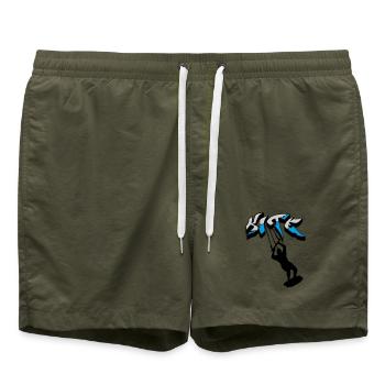 kiteboarding, kitesurfer, kiteboard, kitesurfing - Swim Trunks - olive - Front