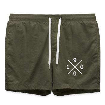 1900 Mönchengladbach Sweat à capuche, sac, tasse - Short de bain - vert olive - Devant - AI Model Male 185 light (185cm)