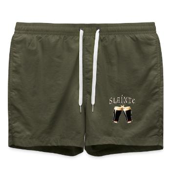 Sláinte - Irish toast with beer - Swim Trunks - olive - Front - AI Model Male 185 light (185cm)