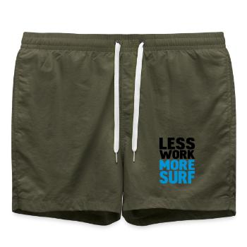 less work more surf - Swim Trunks - olive - Front