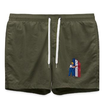 Frankreich aufbauen, eine Metapher für Arbeit und Nation - Badeshorts - Olive - Vorne - AI Model Male 185 light (185cm)