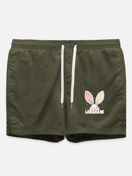 Name Lena Hase Lenahase Kosename - Badeshorts - Olive