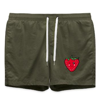 Drôle de cadeau Kawaii pour un design alimentaire à la fraise - Short de bain - vert olive - Devant - AI Model Male 185 light (185cm)