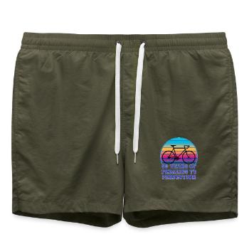 50 ans à pédaler sur un vélo de route rétro Sunset - Short de bain - vert olive - Devant - AI Model Male 185 light (185cm)