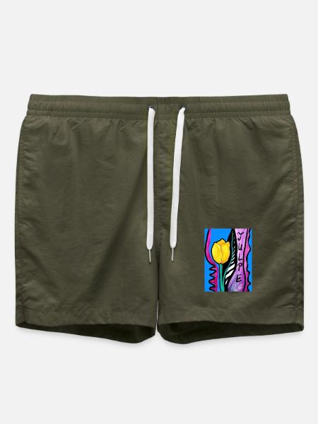EG Blumen I Tulpen I Holland I Urlaub Geburtstag - Badeshorts - Olive