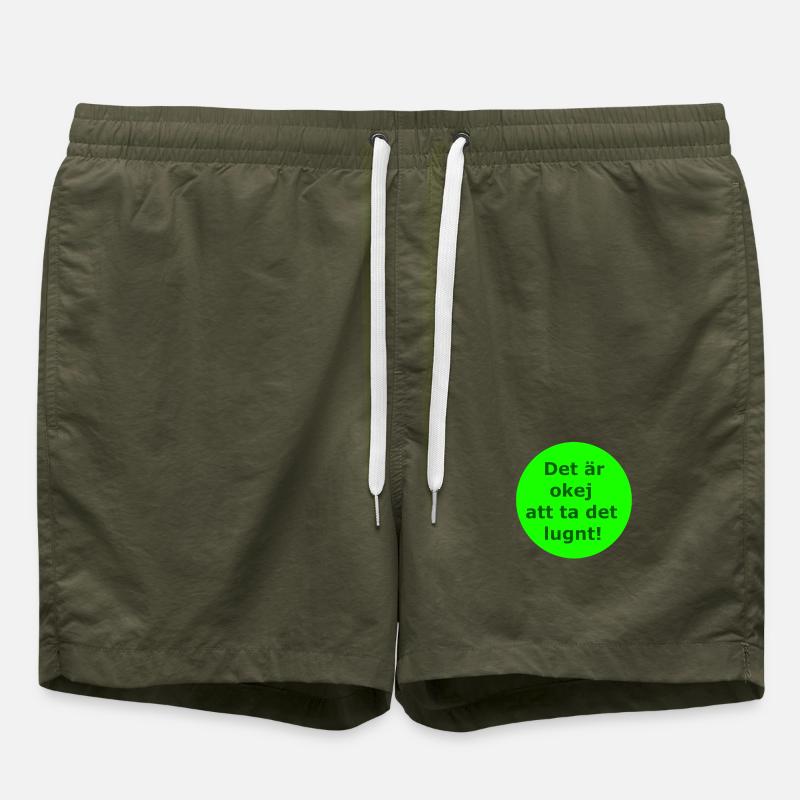 It's okay to take it easy! (Green circle) - Swim Trunks - olive