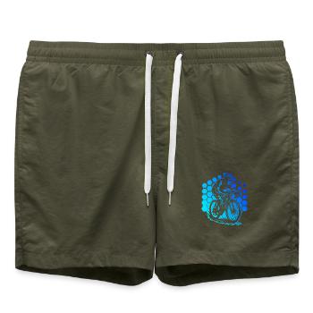 Motif de vélo de route avec une valeur de reconnaissance - Short de bain - vert olive - Devant - AI Model Male 185 light (185cm)