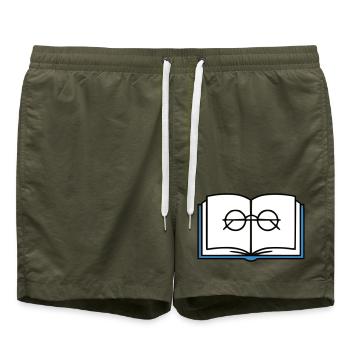 Offenes Buch Brille Schule - Badeshorts - Olive - Vorne
