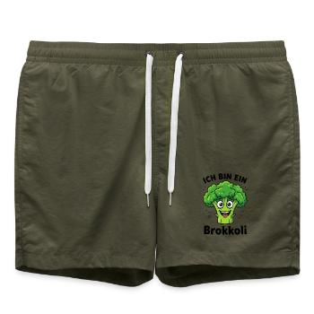 Brokkoli Gemüse Kostüm Fasching Karneval grün - Badeshorts - Olive - Vorne
