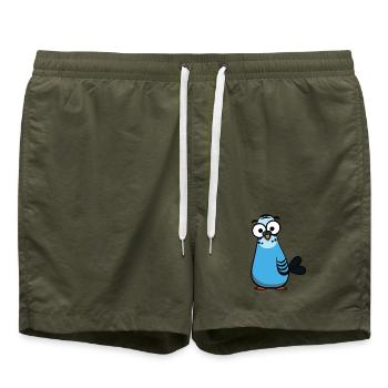 Illustration de perruche perruche en dessin animé bleu - Short de bain - vert olive - Devant