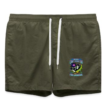 Gamer Gaming Cat Video Game - Swim Trunks - olive - Front - AI Model Male 185 light (185cm)